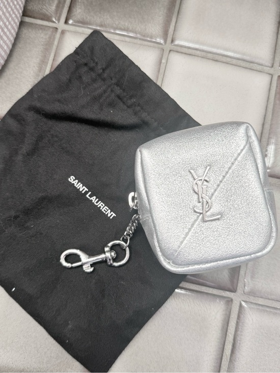 Saint Laurent Handbags - Saint Laurent Silver Metallic Mini coin purse/belt accessory